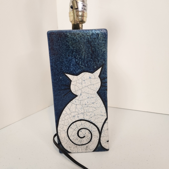 Braemar Pottery Coombs Vancouver Island Irridescent Cat Pottery Lamp Cats 1990s - Picture 6 of 13